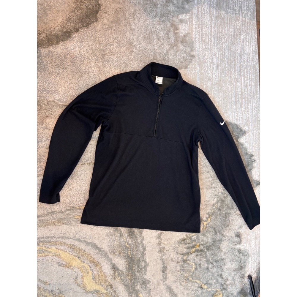 Nike Dri-FIT Mens Large Quarter Zip Pullover Black Long Sleeve Training Top